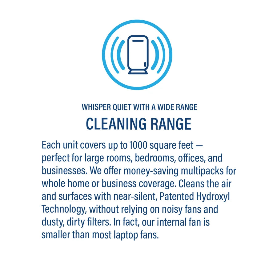 Cleaning Range — whisper quiet with a wide range